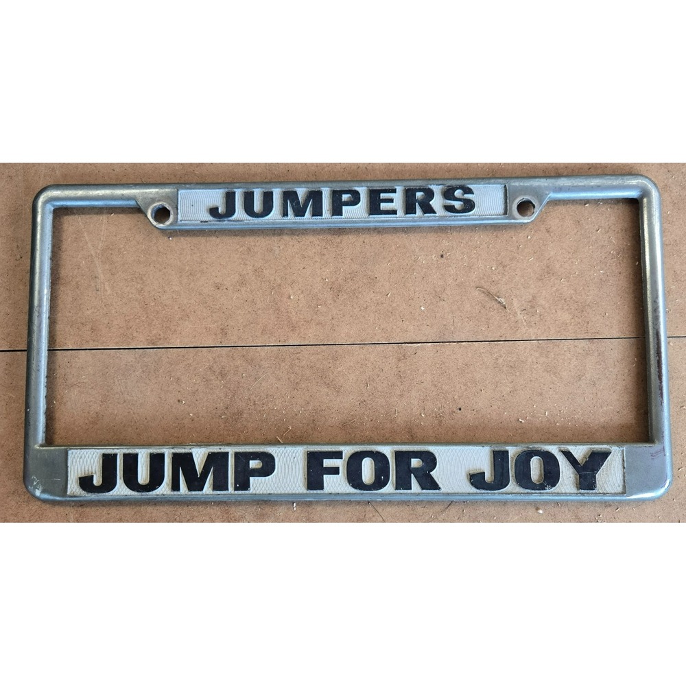 Unbranded Jumpers Jump For Joy License Plate Frame Unisex OS Silver Chrome Vtg